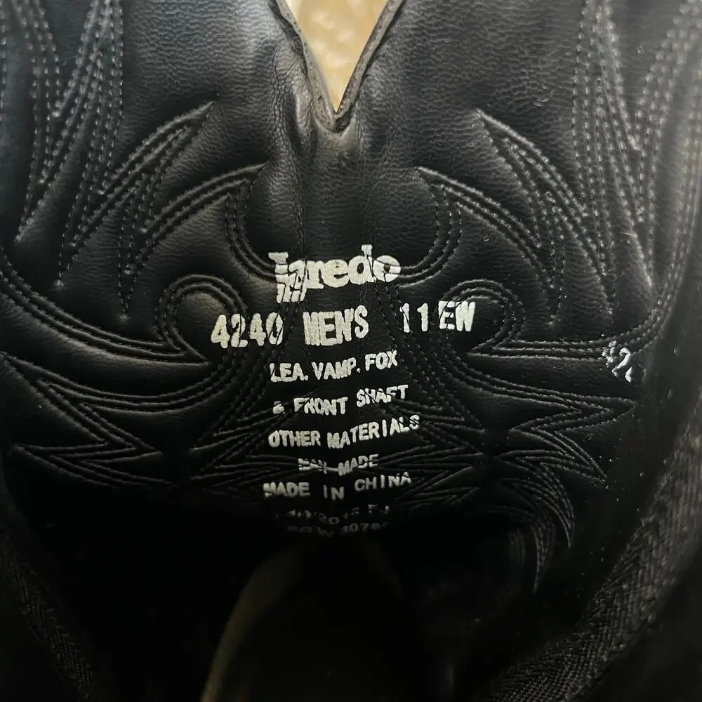 Laredo Men's Black Genuine Leather Paris Western Cowboy Boots (Sz 11 Extra Wide)
